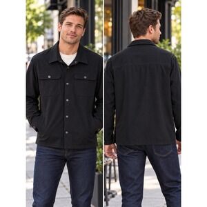 iXtreme Men's Black Snap-Front Fleece Lined Shacket Jacket Pockets XL
